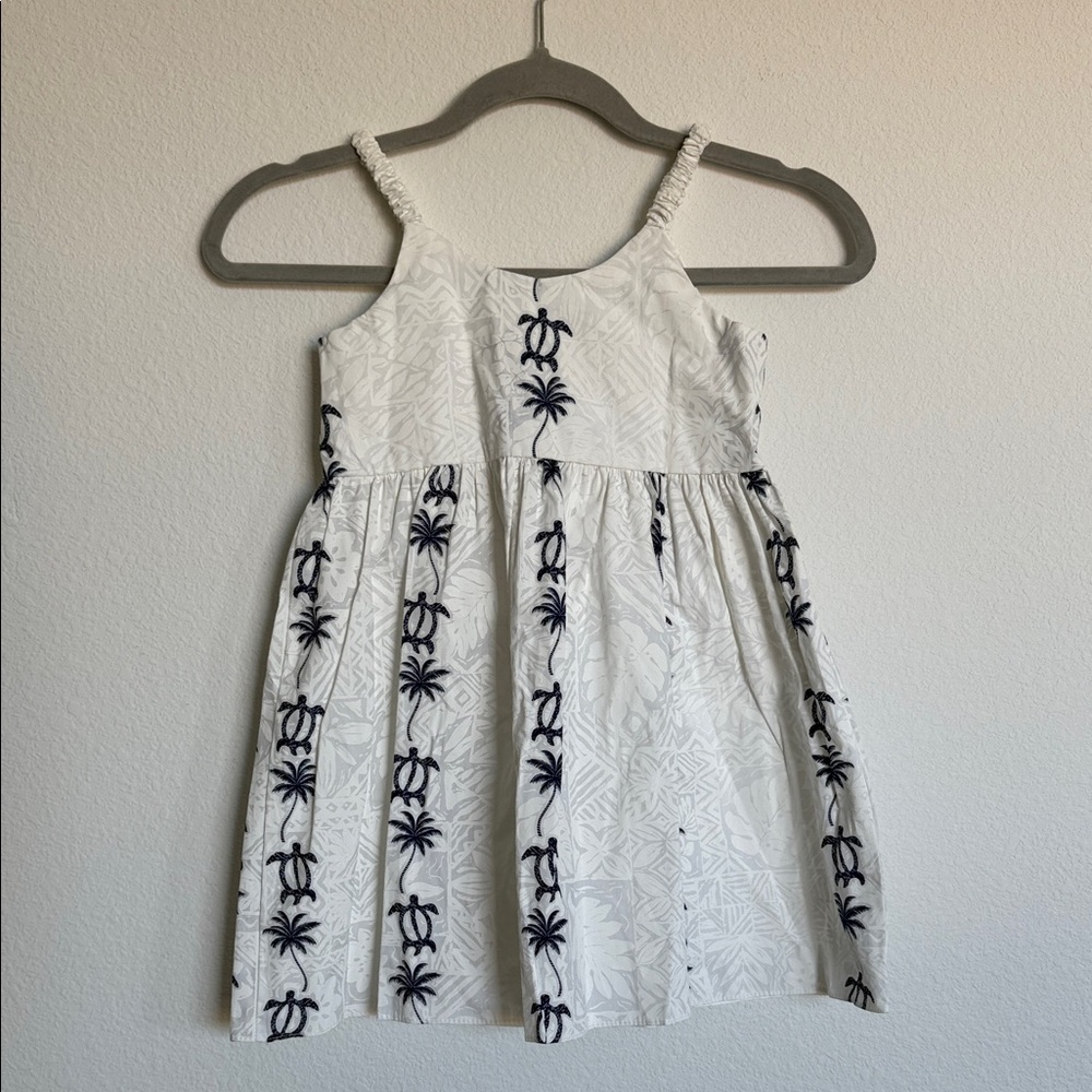 Kids Casual Dress with Tropical Print in White and Black